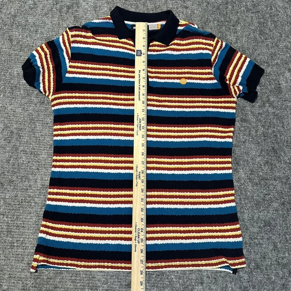 AMBSN California Polo Shirt Mens Medium Striped Knit Polo Cali West Coast - Picture 9 of 15